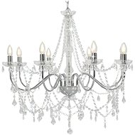 Chandelier with beads silver 8 x bulbs E14 - Chandelier