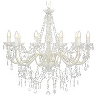 Chandelier with beads white 12 x bulbs E14 - Chandelier