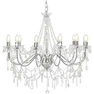 Chandelier with beads silver 12 x bulbs E14 - Chandelier