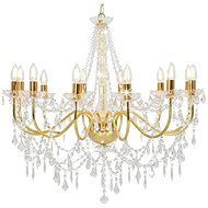 Chandelier with beads gold 12 x bulbs E14 - Chandelier