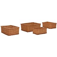4-piece stackable basket set brown willow - Storage Bin