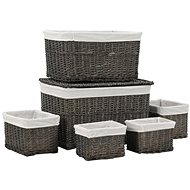Stackable basket set grey natural willow - Storage Bin