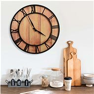 Wall clock 39 cm brown-black MDF and iron 325172 - Wall Clock