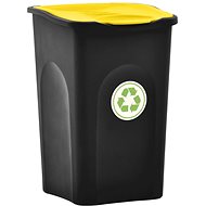 Waste bin with lid 50 L black and yellow 147326 - Rubbish Bin