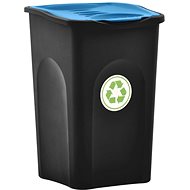 Waste bin with lid 50 L black and blue 147327 - Rubbish Bin