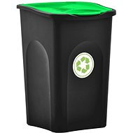 Waste bin with lid 50 L black and green 147328 - Rubbish Bin