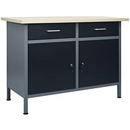 Work table black 120 x 60 x 85 cm steel 145346 - Workbench