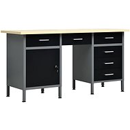 Work table black 160 x 60 x 85 cm steel 145347 - Workbench