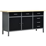 Work table black 160 x 60 x 85 cm steel 145348 - Workbench