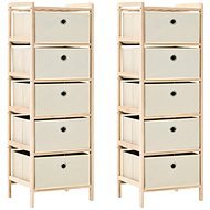 Storage shelf with 5 fabric baskets 2 pcs beige cedar wood 276232 - Chest of Drawers