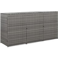 Triple bin shelter angular 229x78x120 cm polyrattan 46735 - Bin Shed