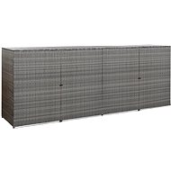 Shelter for 4 bins angular 305 x 78 x 120 cm polyrattan 46738 - Bin Shed