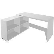 Corner office desk, 4 shelves, white 243060 - Desk
