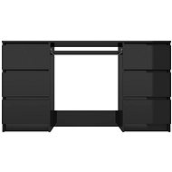 Writing desk black with high gloss 140 x 50 x 77 cm chipboard 800817 - Writing Desk