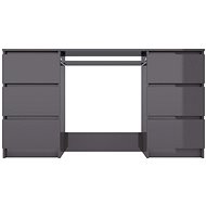 Writing desk grey with high gloss 140 x 50 x 77 cm chipboard 800818 - Writing Desk