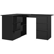 Corner desk black high gloss 145x100x76 cm chipboard 801096 - Writing Desk