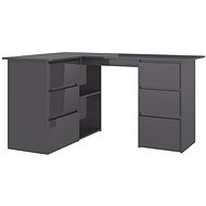 Corner desk grey high gloss 145x100x76 cm chipboard 801097 - Writing Desk