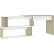 Corner desk white oak sonoma 200 x 50 x 76 cm chipboard 801103 - Writing Desk
