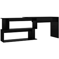 Corner desk black high gloss 200x50x76 cm chipboard 801105 - Writing Desk