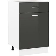 Shumee Lower kitchen cabinet with drawer 801227 grey high gloss - Cupboard