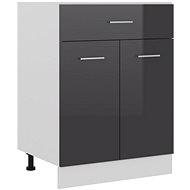 Shumee Lower kitchen cabinet with drawer 801235 grey high gloss - Cupboard