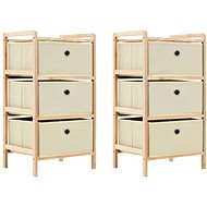 Storage shelf with fabric baskets 2 pcs beige cedar wood - Shelving Unit