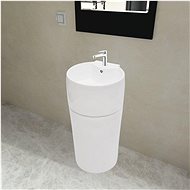 Floor washbasin ceramic round, hole for faucet, overflow - Washbasin