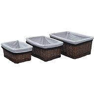 Set of stackable baskets brown willow - Storage Bin
