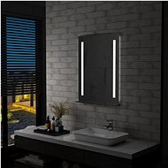 Koupelnové nástěnné zrcadlo s LED světlem a policí 60 x 80 cm - Zrcadlo