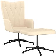 Relaxační křeslo se stoličkou krémové textil, 327580 - Křeslo
