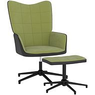 Relaxačné kreslo so stoličkou svetlo zelené zamat a PVC, 327845 - Kreslo