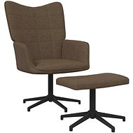 Relaxační křeslo se stoličkou hnědé textil, 327977 - Křeslo