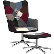 Relaxační křeslo se stoličkou patchwork textil , 328202 - Křeslo