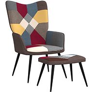 Relaxační křeslo se stoličkou patchwork textil , 328186 - Křeslo
