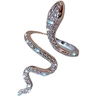 STYLE4 Adjustable snake ring with clear stones - silver jewellery - Ring