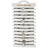 Predator Q1 Set of 12 fashionable men's bracelets on black cord 16-24cm - Bracelet