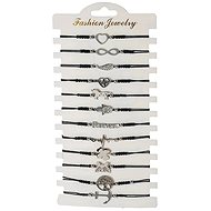 Predator Q1 set of 12 fashionable women's bracelets on black cord 16 - 24 cm - Bracelet