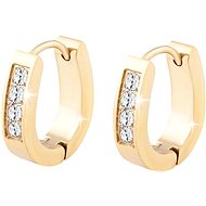 Biju Earrings in surgical steel plated with 18k gold, oval with cubic zirconia, 1002009 - Earrings
