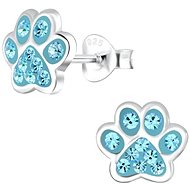 Flor de Cristal Children's earrings with paw print - Light blue, silver 925/1000, 0,025 g - Earrings
