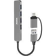 PORT CONNECT USB HUB, 4× USB 3.0, USB-A/USB-C Input, Silver - USB Hub