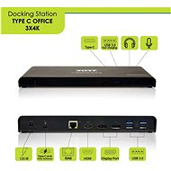 PORT CONNECT 11in1 Docking Station 3x 4K USB-C + USB 3.0 - Docking Station