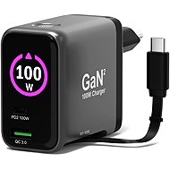 PORT CONNECT GaN2 mains charger, 2×USB-C PD + USB-A QC, 100W, USB-C cable, OLED display - Wall Charger