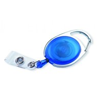 EUROSUPPLIES OVAL for tags, chrome/blue - pack of 10 - Retractable Key Chain