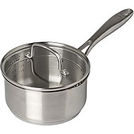 PYREX INFINITY Saucepan with Glass Lid, Stainless Steel, 1.5L, 18cm - Saucepan
