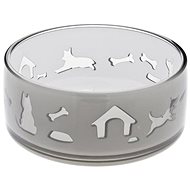Ferribiella Hard plastic bowl with carved patterns grey medium - Dog Bowl