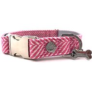 Hugo & Hudson collar pink herringbone S - Dog Collar