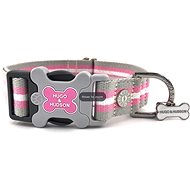 Hugo & Hudson pink striped collar M-Wide - Dog Collar