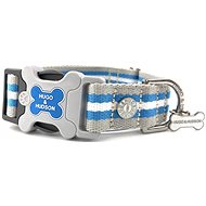 Hugo & Hudson light blue striped collar M-Wide - Dog Collar
