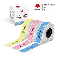Phomemo Rainbow Coloured Labels, 3 Rolls, 12 × 40mm, 160 pcs, for D30 - Paper Labels