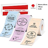 Phomemo Labels Coloured Rainbow, 3 Rolls, 50 × 50 mm, 140 pcs, for M110, M220, M221, E50Pro - Paper Labels